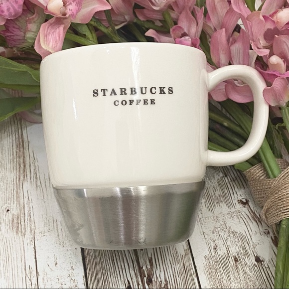 Vintage 2006 Starbucks White with Metal Base Mug - Picture 1 of 9